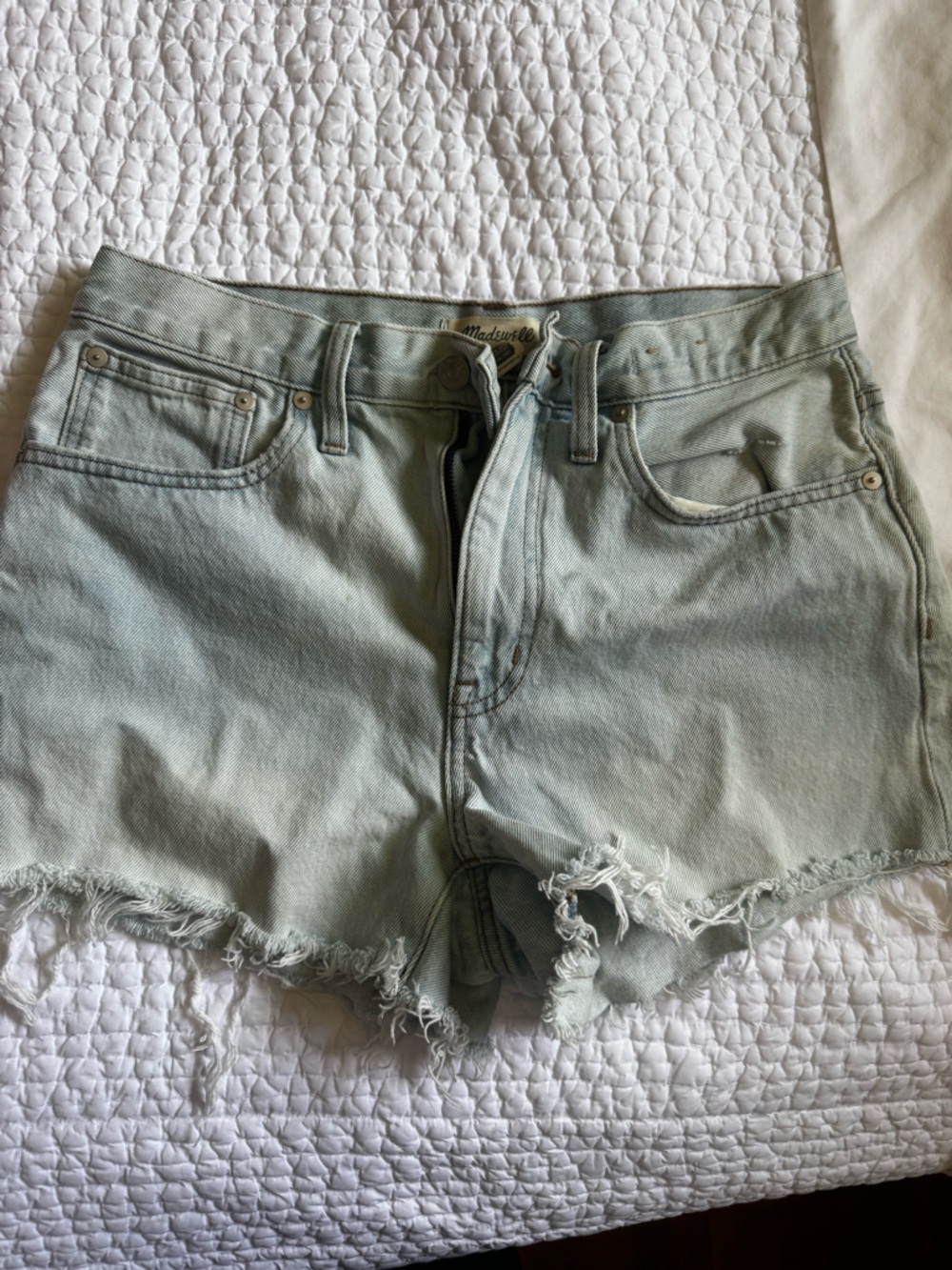 Madewell Light Wash High Waist Distressed Denim Cutoff Shorts Size 27